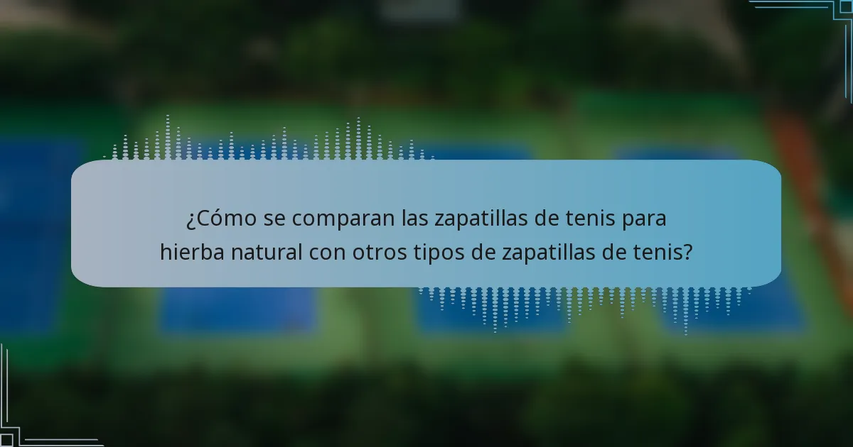 ¿Cómo se comparan las zapatillas de tenis para hierba natural con otros tipos de zapatillas de tenis?