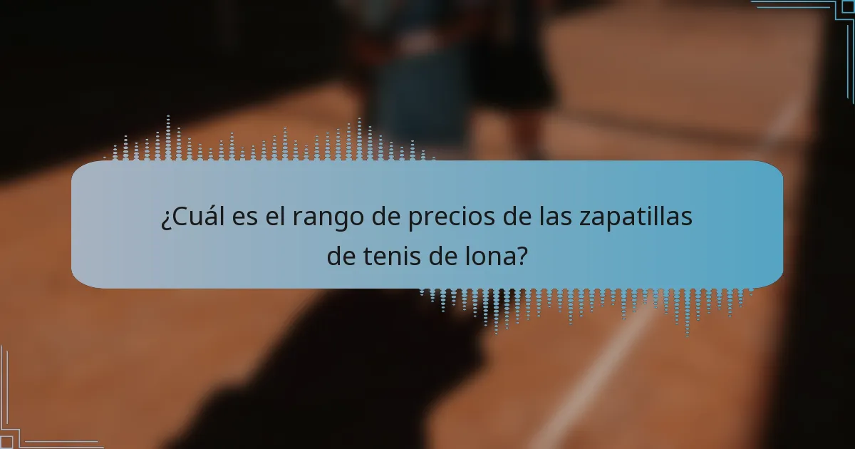 ¿Cuál es el rango de precios de las zapatillas de tenis de lona?