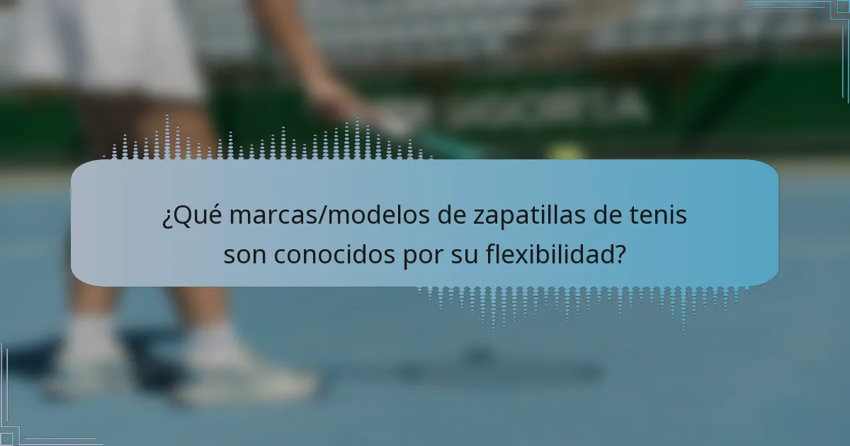 ¿Qué marcas/modelos de zapatillas de tenis son conocidos por su flexibilidad?