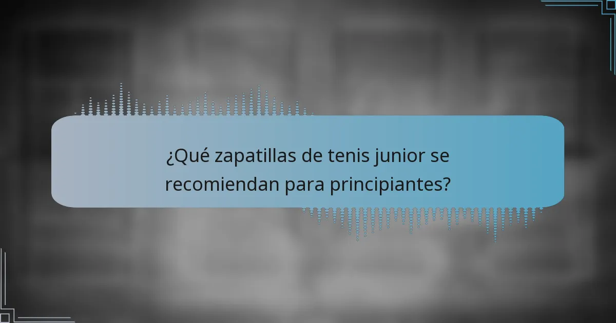 ¿Qué zapatillas de tenis junior se recomiendan para principiantes?